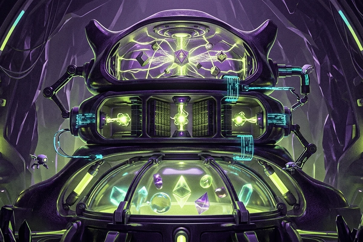Three distinct Cake Monster vault chambers separating collected tokens, reserves and staked assets