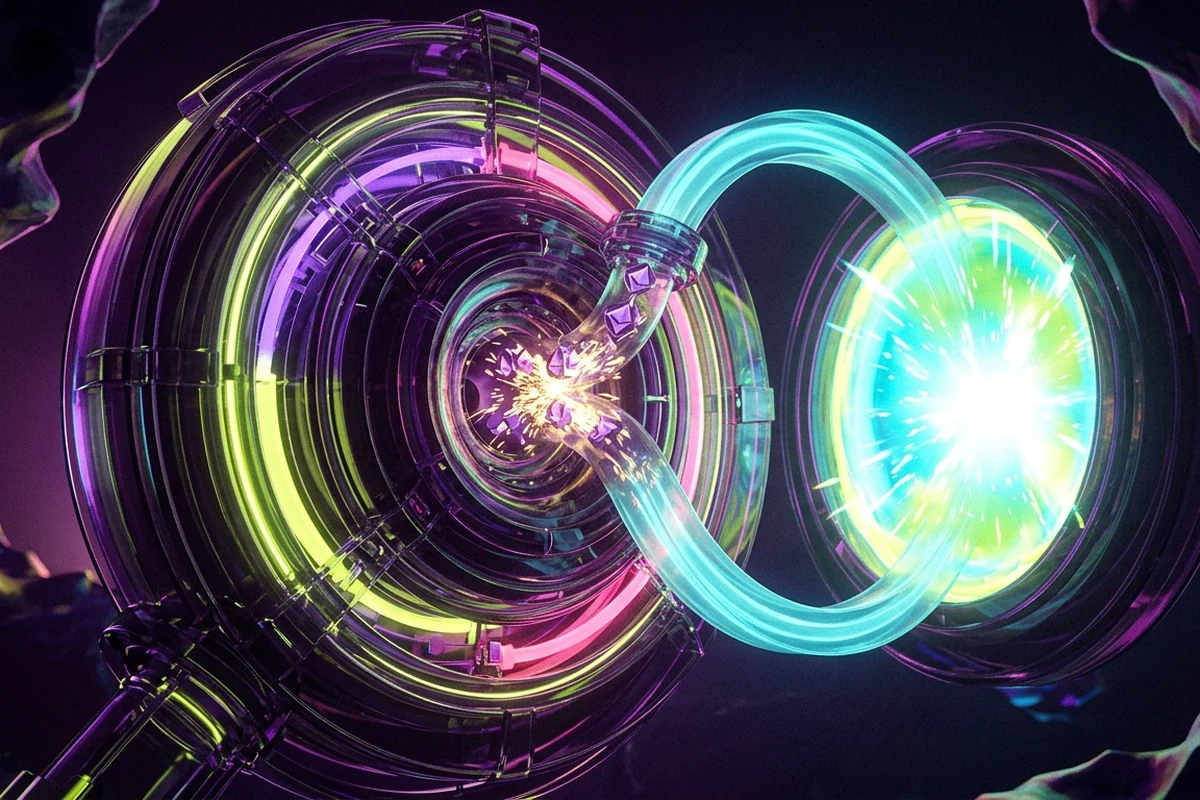 Circular MONSTA supply machine shrinking tokens before a brightly lit protocol reset